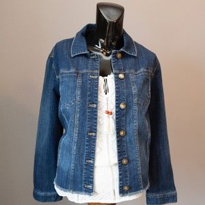 Chico's Fringed Hem Denim Jacket, NWT, Size 2P